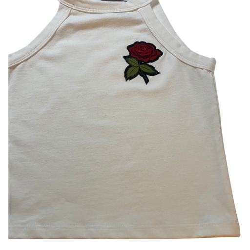 Girls Summer Sleeveless Rose Embrodied Shirt