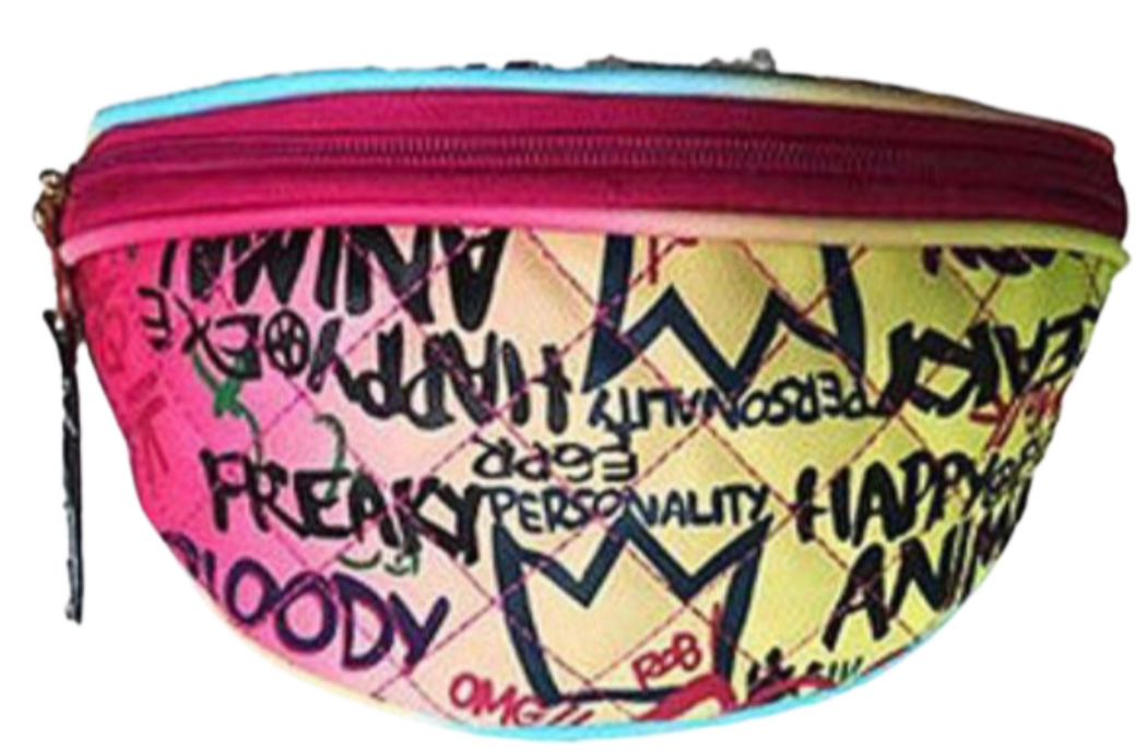 Multicolor Graffiti Leather Hip fashion Fanny Pack Belt Bag