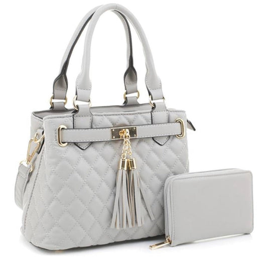 Quilted Shoulder Handbag Vegan Leather with Matching Wallet 